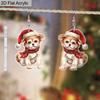 2D Flat Cute Christmas Dog Acrylic Earrings Dangle Drop for Women Charm Decoration Gifts