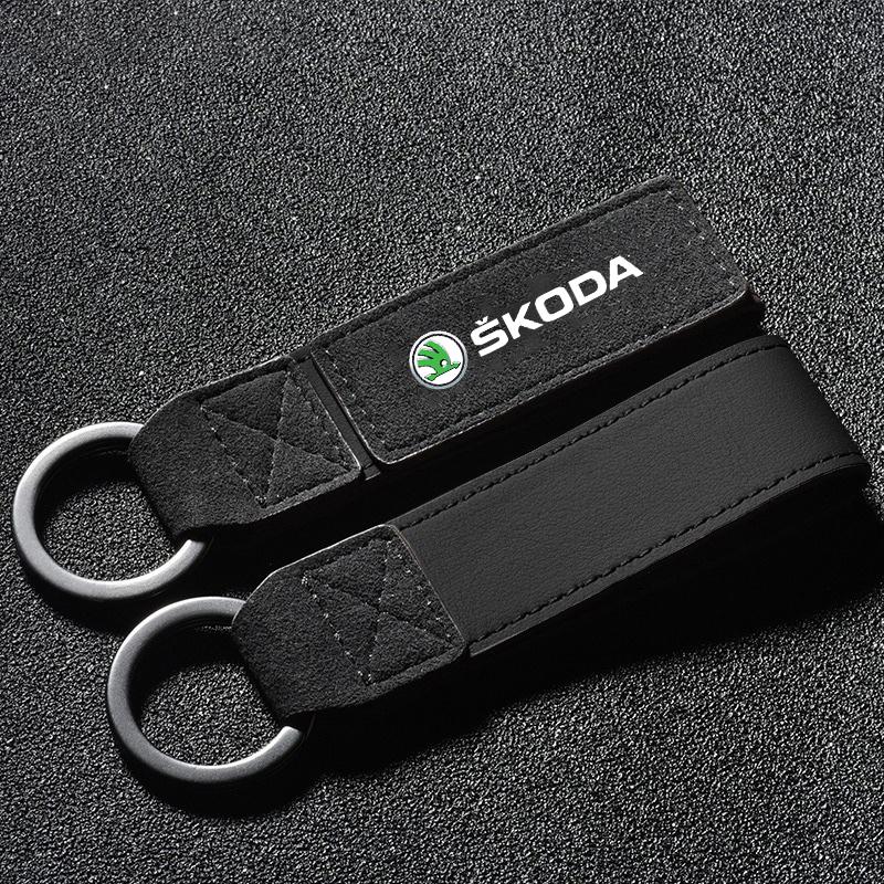 Leather Car Logo Keychain Key Rings Key Chains For Skoda 3 2 VRS Vision Kodiaq Favorit Rapid Octavia A5 Auto Accessories ydpf68