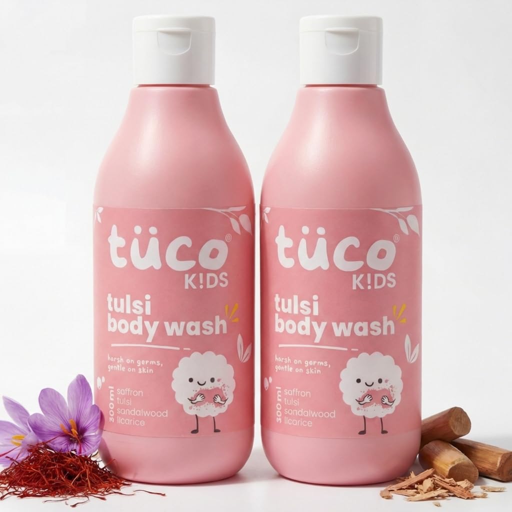 Tuco® Гель для душа/Гель для мытья тела для детей | Обогащен маслом сандала, тулси и шафраном | Мягко очищает, успокаивает и питает | Возраст 2-5, 5-10, 10-15 лет | SL