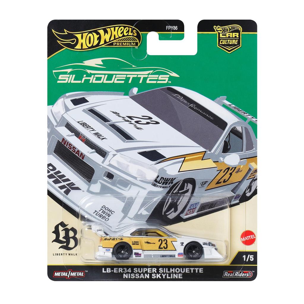 Hot Wheels Car Culture Silhouette Super Silhouette Nissan Skyline Vehicle Toy Diecast Car White JBK59 LB-ER34 (Ages 3+)