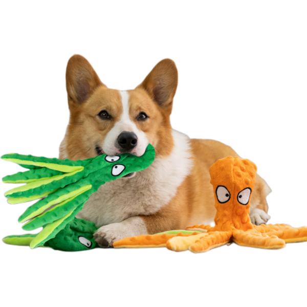 Игрушка-осьминог Negogio Squeaky Rustling Octopus, 2P, зеленый, оранжевый, 1 комплект