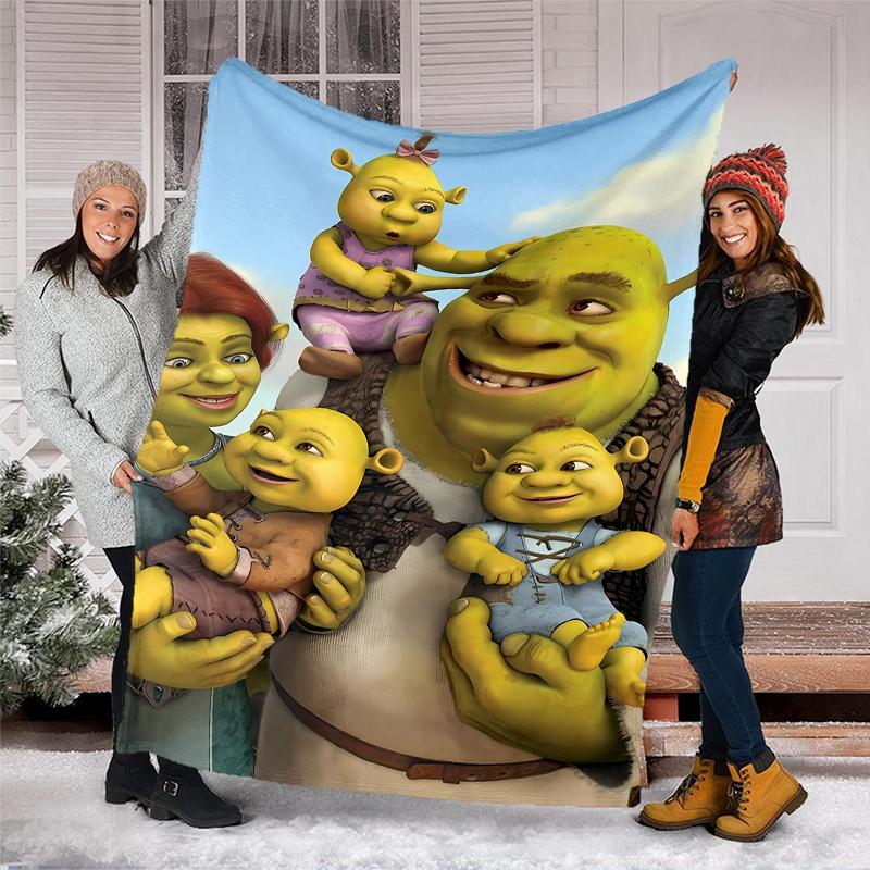 Shrek Theme Printed Blanket - Perfect for Couch, Bed, Travel & Outdoor Use | Machine Washable, Cozy & Durable.