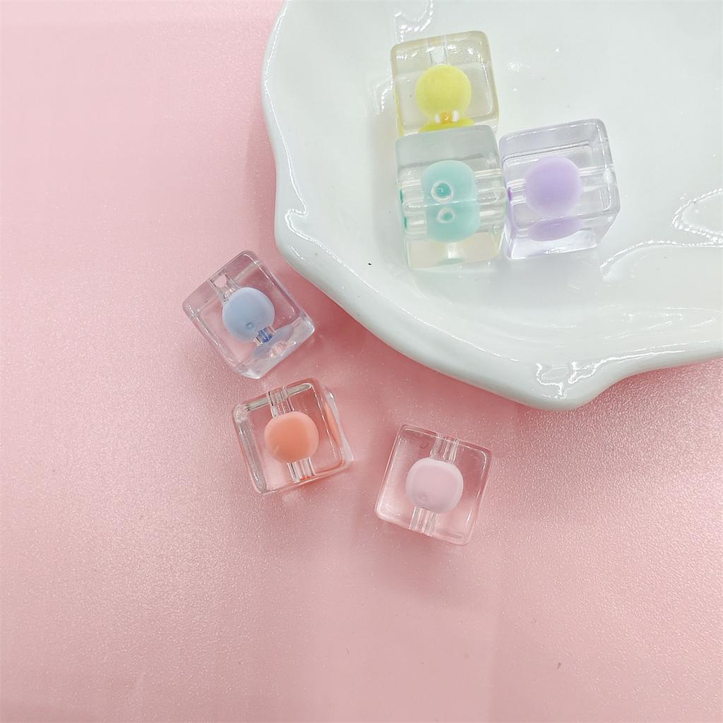 Брелок Ювелирные Аксессуары 5 шт. Прозрачный 12 мм Модный Ручной работы Сэндвич Квадрат Материал для изготовления DIY Браслет Свободные Бусины Яркое Лицо Акрил