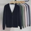 Men's Trendy V-Neck Knitted Cardigan Sweater - Korean Style