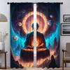 Indian Buddha Blackout Curtains for Living Room Curtain Partition Shades Halloween Decoration Home Interior Curtains 2 Pieces