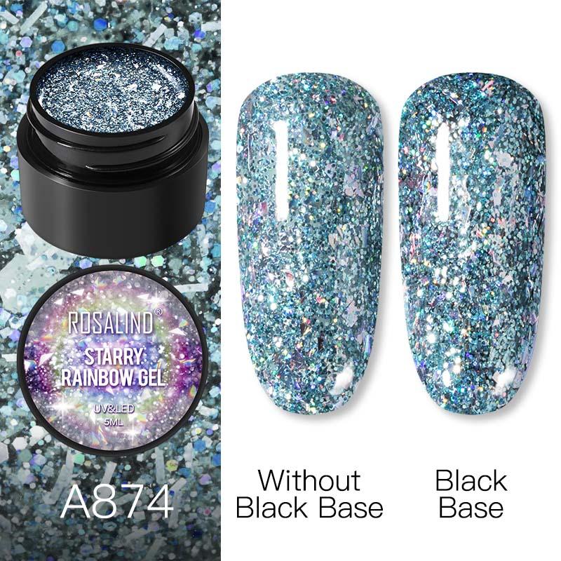 ROSALIND 5 мл гель-лак для ногтей Блестящий радужный блестящий рисунок для дизайна ногтей Vernis полуперманентный лак для ногтей гель-лак для маникюра