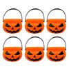 6PCS Set 6cm Size Halloween Pumpkin Jar With Lid Mini Basket Pumpkin Bucket Triangular Eyes Trick Or Treat Buckets Candy Holder