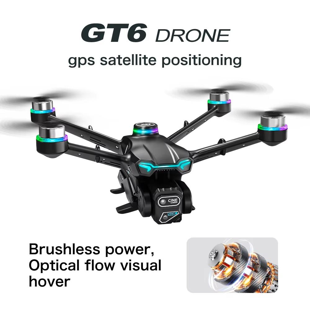 2025 Новый GT6 Drone 8K Professional HD Двойная камера GPS Smart Return 5G WIFI FPV Обход препятствий Бесщеточный складной квадрокоптер Дрон
