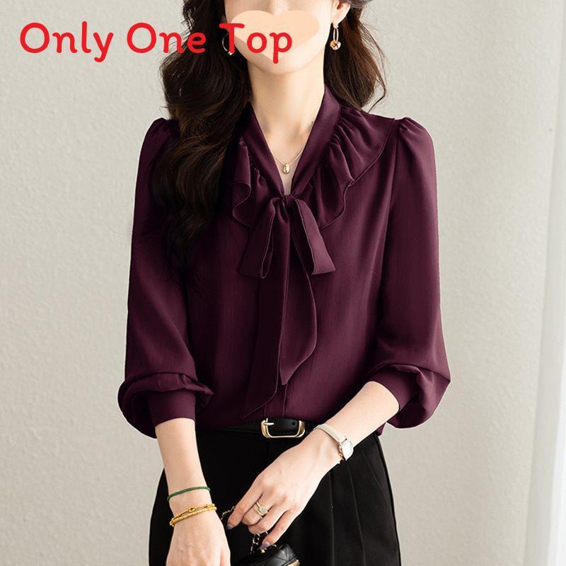 Elegant Womens Chiffon Shirt With Fabric For Spring Office Wear