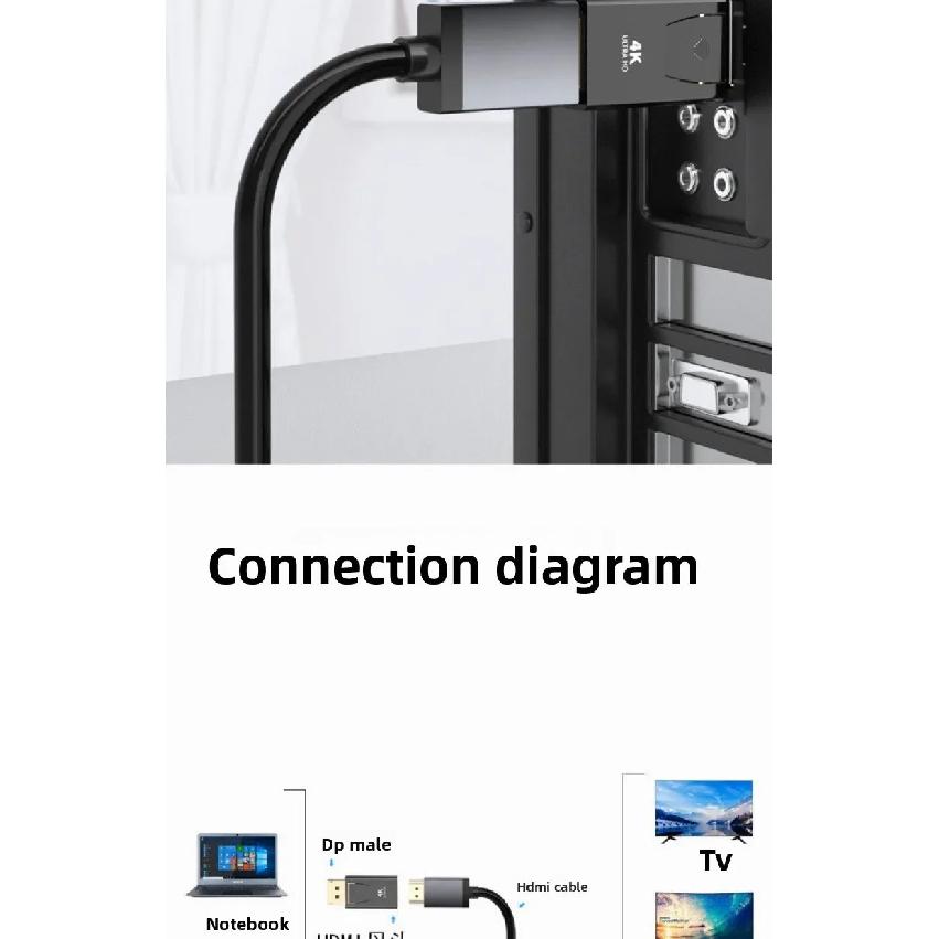 DP To HDMI Adapter DisplayPort To HDMI High-Definition Video Converter with 4K60Hz/4K30Hz/1080P Multi-Resolution forMost Devices