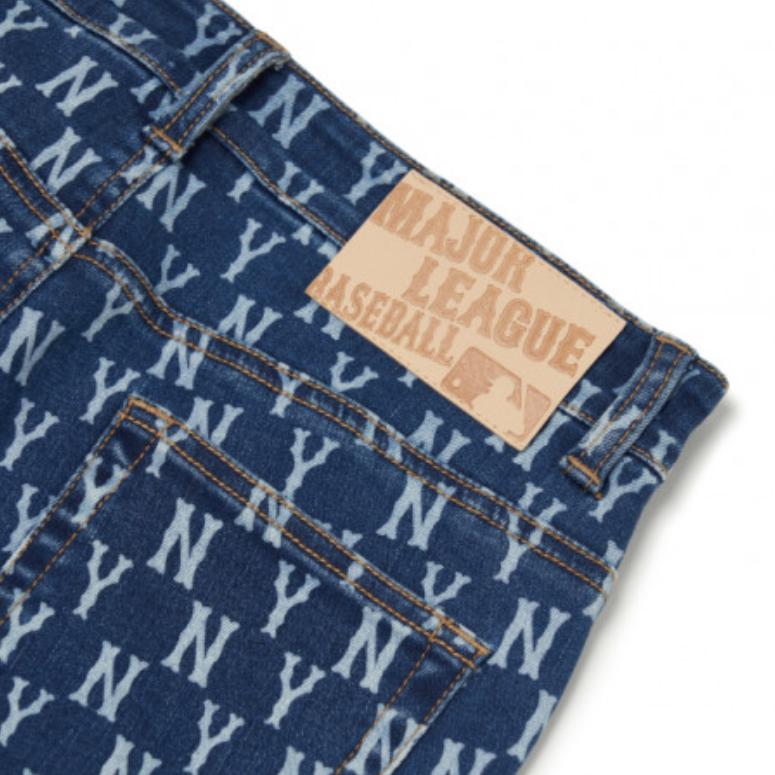 MLB Нью-Йорк Янкис Серия Спортивный Стиль Жизни Винтажный Цветочный Принт с Буквами Облегающий Модные Повседневные Джинсы Женские джинсы Синий 3FDPM0521-50BLS
