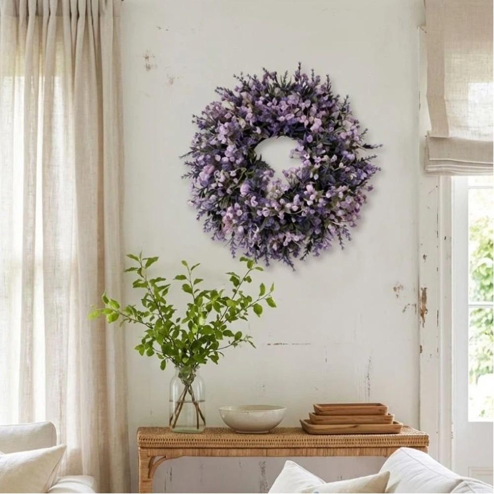 Vivid Colors Artificial Lavender Wreath Fresh Simulated Garland Fake Flower Wreath Home Party