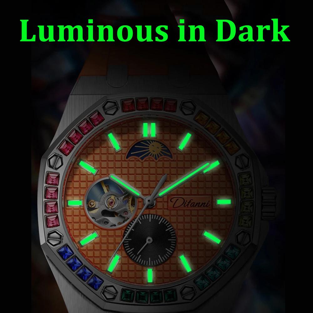 Fashion New Luxury Mechanical Watches Rainbow Drill Hollow Design Fully Automatic Mechanical Automatic Watch