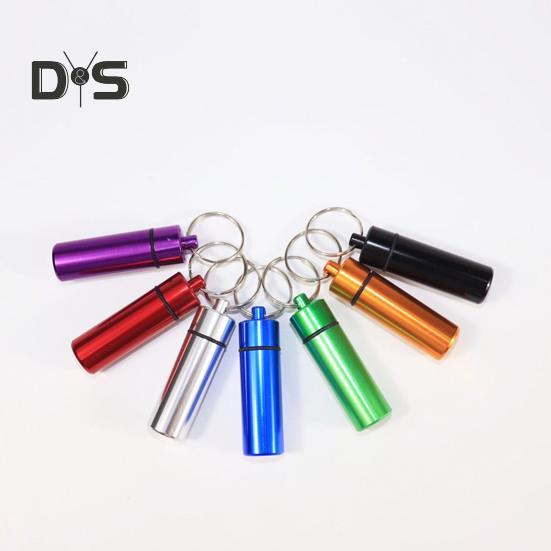 Брелок-подвеска, водонепроницаемый алюминиевый сплав, флакон для таблеток, герметичный секретный контейнер, держатель для путешествий на открытом воздухе с петлей для подвешивания