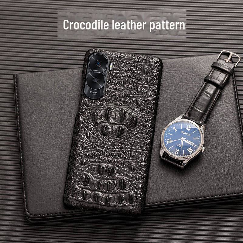 Honor X30 Чехол-накладка из натуральной кожи с крокодиловым узором и черепом