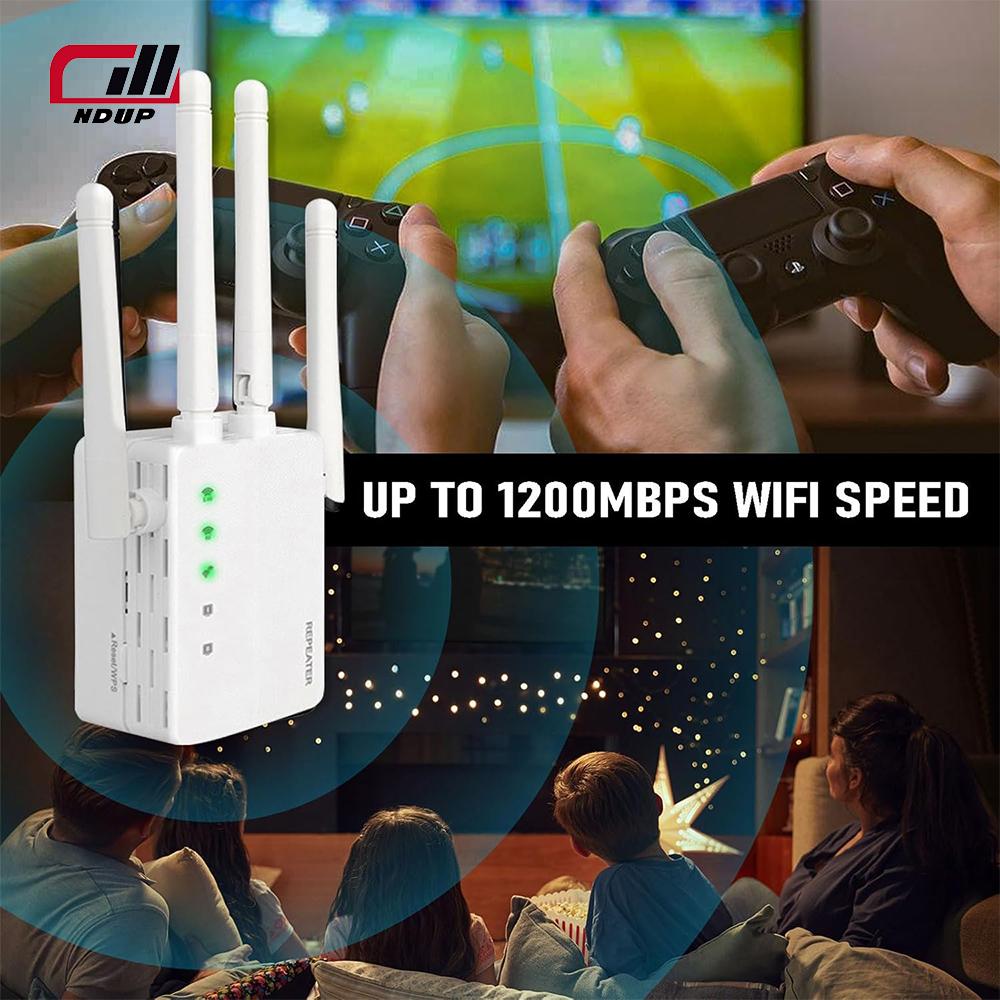 Новейший усилитель сигнала WiFi NDUP на 1200 Мбит/с – покрытие до 9500 кв.м.. футов, повторитель с портом WAN/LAN, идеально подходит для домашнего использования!