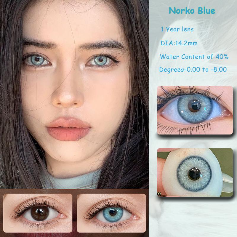 Mill Creek Color Contact Len Blue Green 14.2mm Beauty Grade Lens 2pcs Annual Use Of Soft Female Eye Makeup