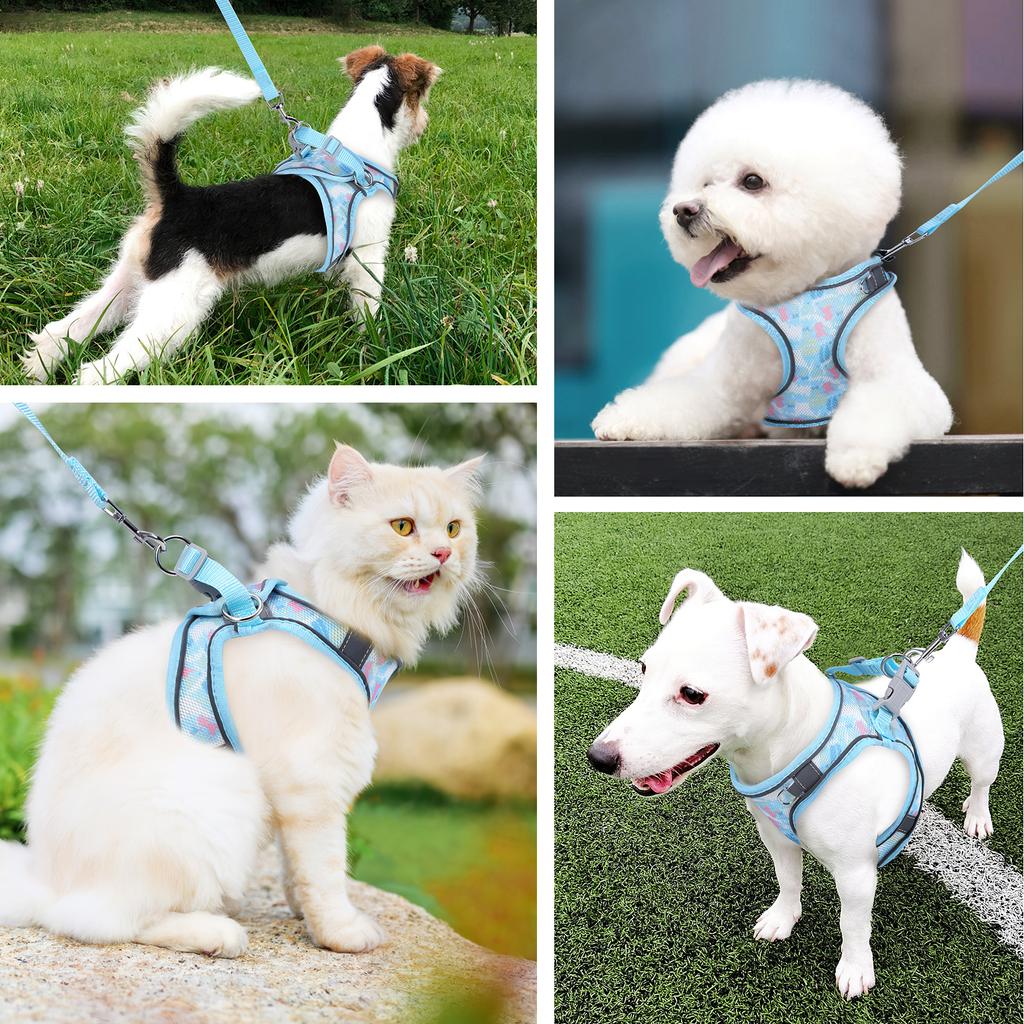 ORIA Pet Harness Dog Harness Cat Harness and Leash Set Breathable Pet Vest Reflective Strips Jacket for Small Kitten, Puppy