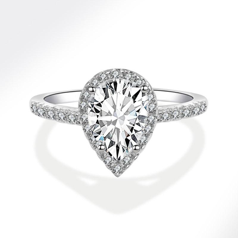 Creative Sparkling Teardrop Zircon Wedding Ring For Women Bridal Jewelry Elegant Engagement Band Anniversary Gift