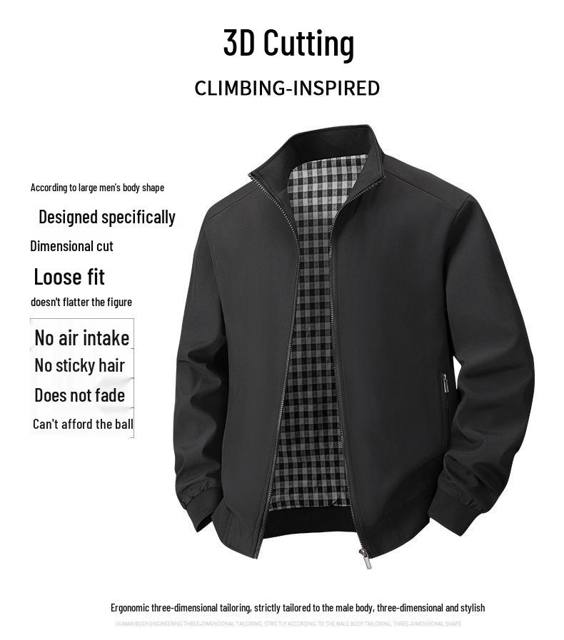 Универсальная мужская осенняя куртка с воротником-стойкой - Business Casual для среднего и пожилого возраста