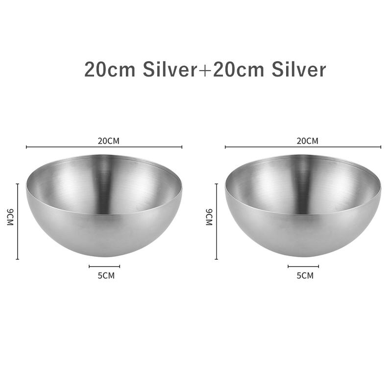 2 шт., нержавеющая сталь, миска для салата из лапши, серебряная, золотая, кухонная, фруктовая, миска для рамена, контейнер для смешивания яиц, корейская посуда 15/20 см