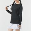 Nike Сплошной цвет с круглым вырезом, повседневная дышащая футболка с длинным рукавом, женские топы, черный FN5114-010