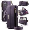For iPhone/Samsung RFID Blocking Multilayer Wallet Phone Case Purse with 9 Card Slots+Zipper Pocket+Coin Sack Detachable Crossbody Strap + Wrist Strap