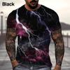 New Men T-shirts Summer Clothing Silky Soft Super Quick-dry Tee Tops Lightning Cloud 3d Printing Graphic Tees
