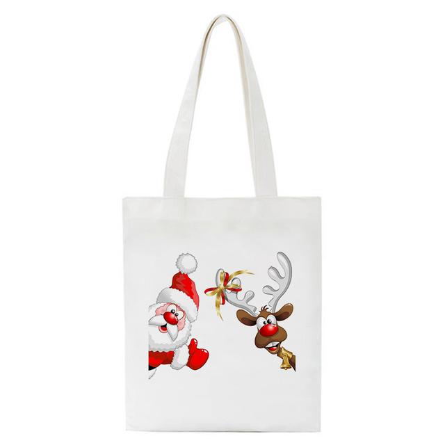 Christmas Gift Bag Shopper Bag Shopping Bag Vintage Canvas Bag Tote Bag Kawaii Shoulder Bag Handbag Cartoon Bolsa De Compras
