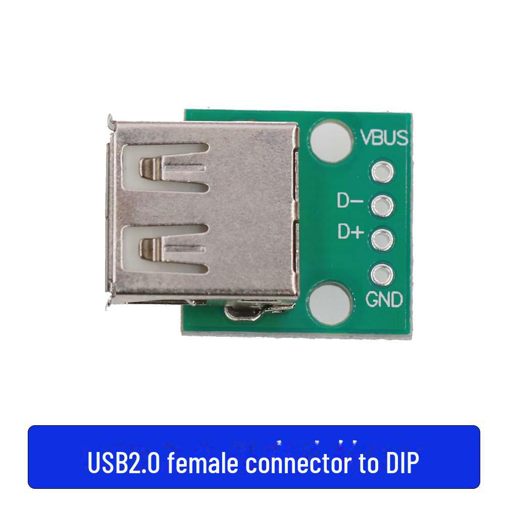 Плата адаптера USB 2.0 Female to DIP 4-Pin с припаянным кабелем питания и передачи данных