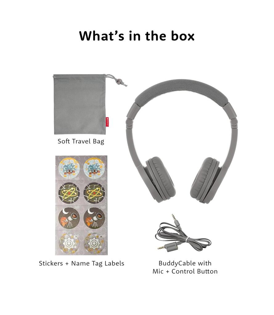 BuddyPhones Foldable with Mic Blue Explore+