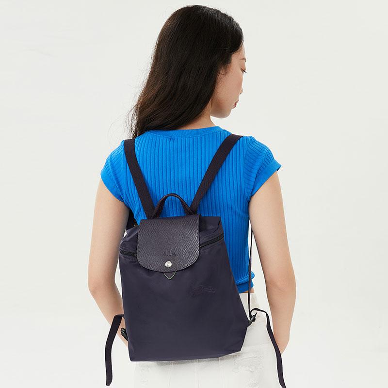 Longchamp Le Pliage Green Logo Snap Zipper Adjustable Shoulder Strap Recycled Polyamide Canvas Backpack Women backpack Purple 1699919645