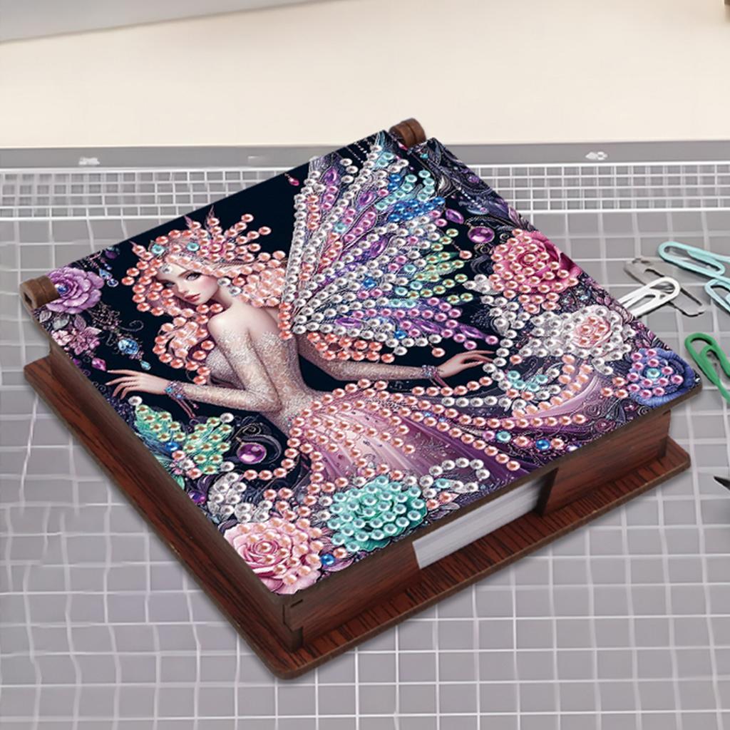 Деревянный DIY Набор для Алмазной Живописи Шкатулка для Заметок Содержит 160 Листов Бумаги Шкатулка для Хранения Заметок Алмазное Искусство для Офисного Стола