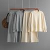 Women's Suit Autumn and Winter New Round Neck Loose Knitted Sweater Casual Wide-leg Pants Two-piece Set