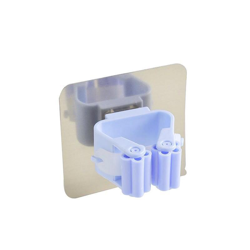 Настенная стойка для швабры без перфорации с крючком и наклейкой для ванной комнаты