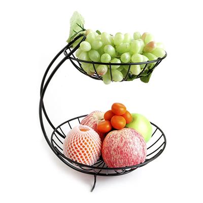 Кованая двухслойная корзина для фруктов из металла, вешалка для бананов, органайзер, металлическая корзина для фруктов, кухонные принадлежности ZM