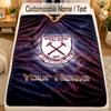 Flannel BlanketWest Ham United FC Custom Name Text Personalized Soft Warm Throw Blanket Home Decor Gift