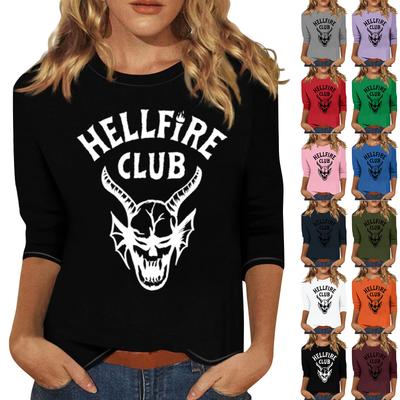 Женская модная повседневная футболка с принтом и рукавом три четверти