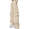 [Tunatch] Cargo Pants High Waist Work Pants Thin Long Wide Hip Hop Spring Summer Autumn Ladies Larger Size Plain Cargo Pants Wide Bottoms Body Shape