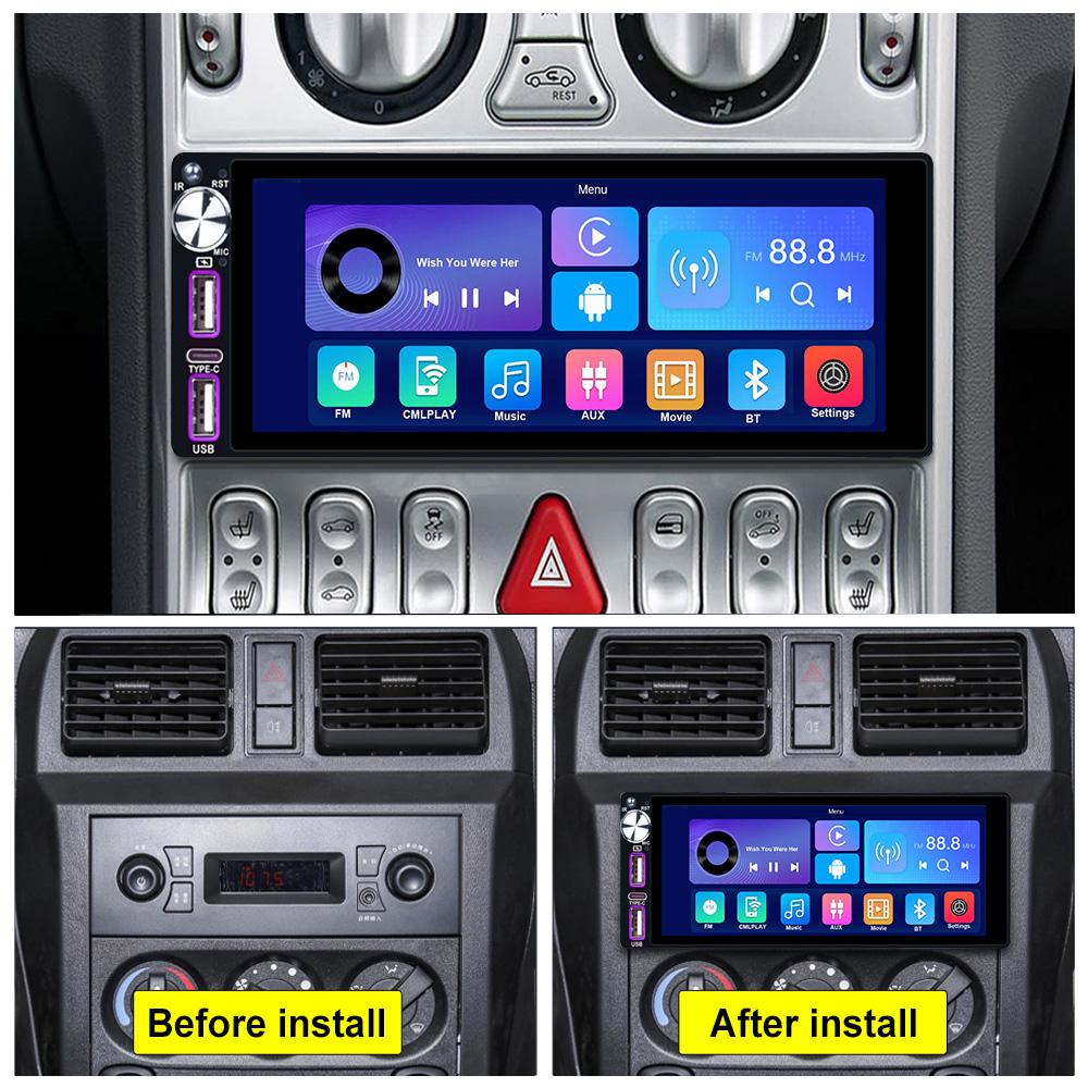 Reakosound 1 Din Car MP5/MP3 Player with 6.86 Inch Touch Screen Carplay Bluetooth FM Radio Rear View Camera