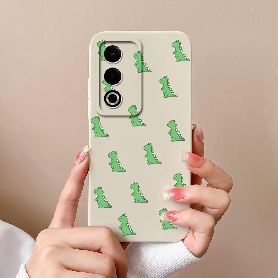 Cases For OPPO Realme 12 13 Pro Plus P1 Pro Cute Dinosaur Pattern Screen Protector Soft Liquid Silicone Protective For OPPO Back Covers Anti Slip Capa