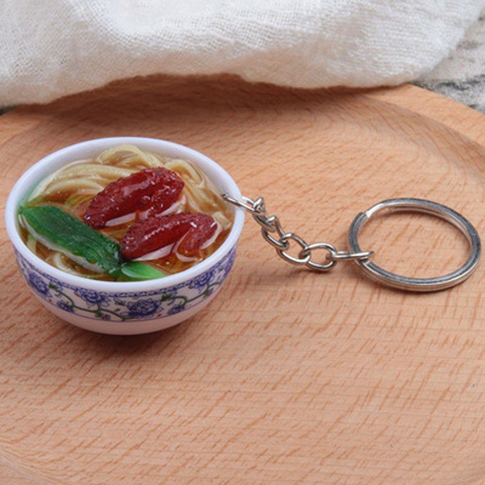 Porcelain Delicious Food Bag Pendant Noodle Keychain Simulation Food Bowl Keyrings Food Key Chains