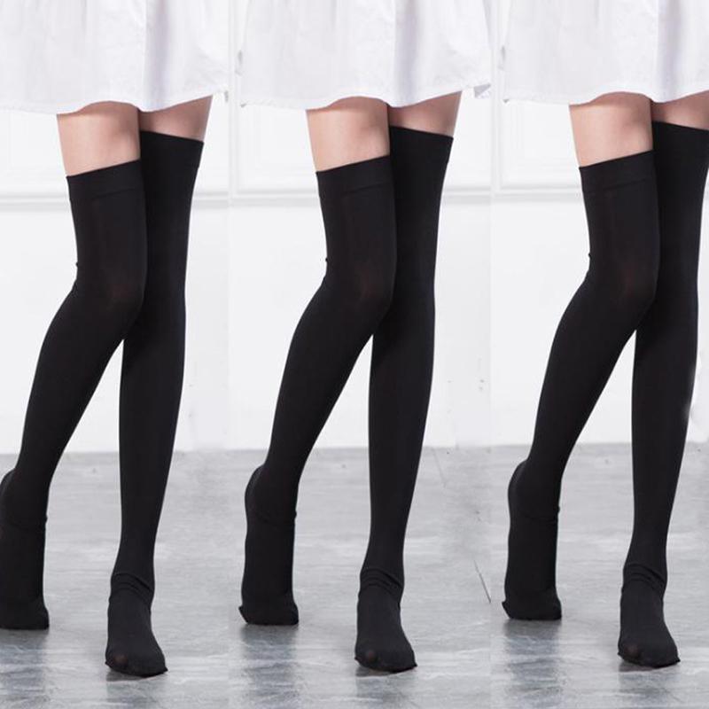 Fashion Women Varicose Veins Stockings Thigh High Compression Closed Toe Long Socks Non-Slip Over The Knee Socks for School