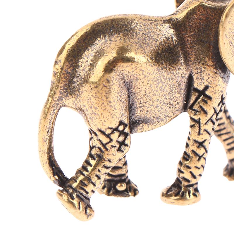 Antique Bronze Minature Elephant Figurines Tea Pet Table Ornament Decoration