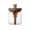 Coffee Bean Storage Jar Glass Sealed Containers Grains Jar with Wood Spoon Clear Spice Jars Kitchen Moisture-proof Storage Tank
