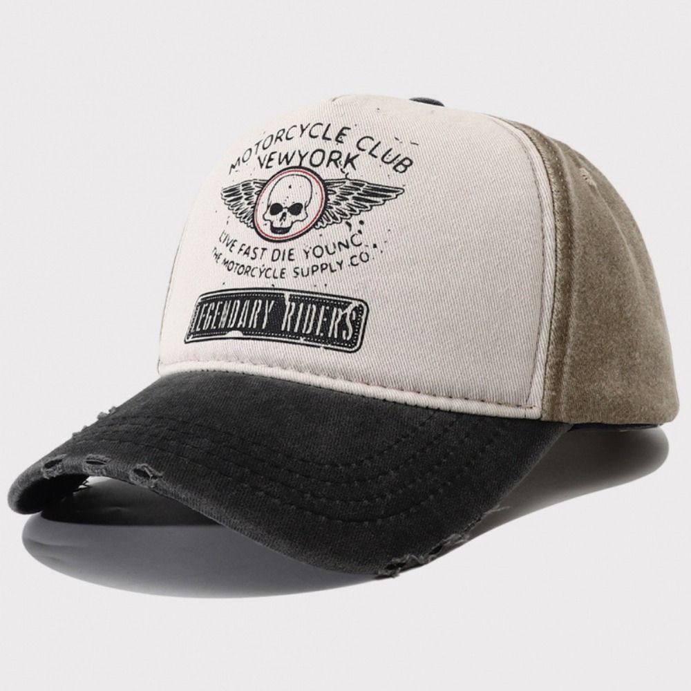 Bones Snapback Hats Washed Cotton Sun Visors Fashion Punk Motorcycle Cap for Men Women
