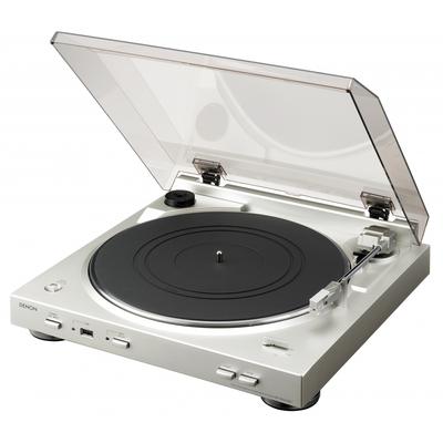 Denon Аналоговый проигрыватель пластинок DP-200USB с фонокорректором, полностью автоматический картридж в комплекте, серебристый DP-200USBSP