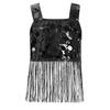 Девочки Танцевальный Кроп-Топ с Широкими Бретелями и Блестящей Бахромой из Пайеток для Джазового Вечернего Выступления