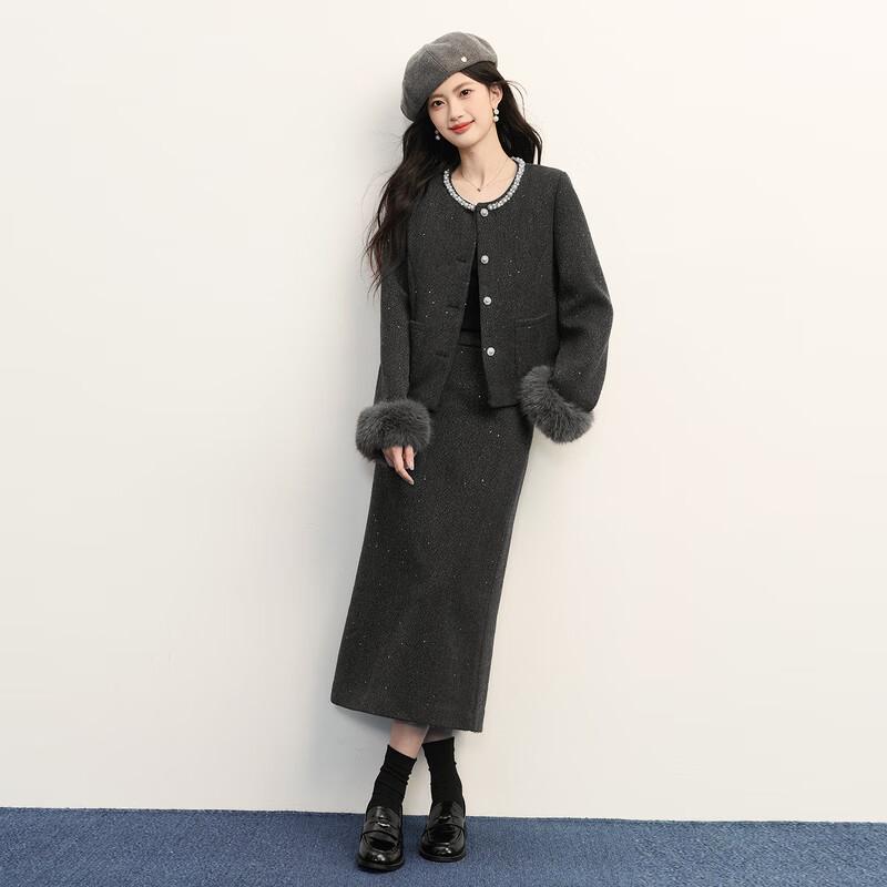 SLLSKY Tweed Jacket and Mini Skirt Set - Winter Elegant Collection
