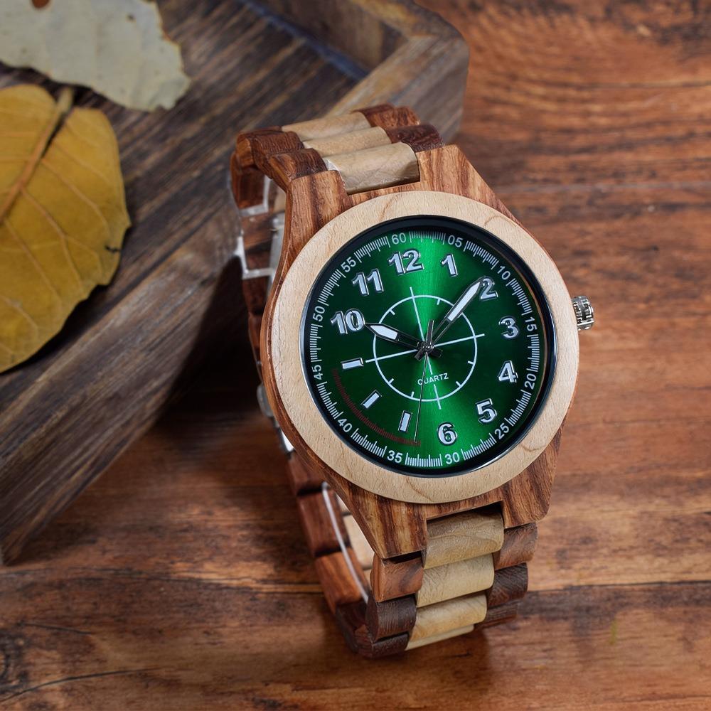 Men Wooden Quartz Wristwatch Natural Wood Strap Casual Sports Watch Eco Friendly Handmade Lightweight Analog Male Daily Accessory Watch